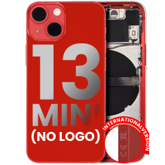 Back Housing W/ Small Components Pre-Installed Compatible For iPhone 13 Mini (No Logo) (Aftermarket Plus) (International Version) (Red)