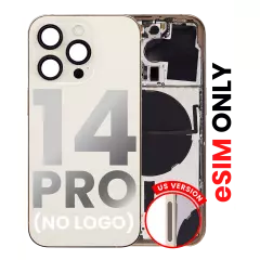 Back Housing W/ Small Pre-Installed Compatible For iPhone 14 Pro (US Version) (No Logo) (Aftermarket Plus) (Gold)
